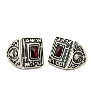 Amor odium ring synthetic ruby