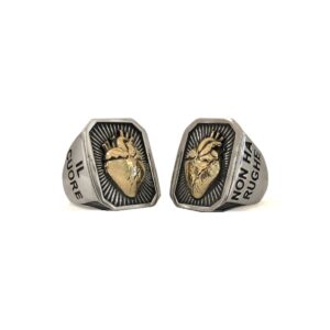 Bicolor Anatomical Heart Ring