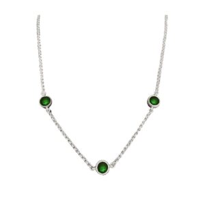 Welded Chain with Three Green Agate Enamel Nuggets