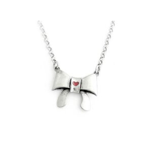 Welded Chain Bow with Enamelled Heart