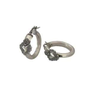 Small Smooth Bell Earrings with Hearts