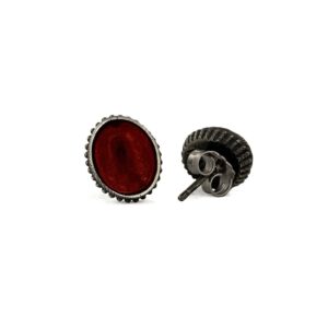 Oval earrings worked with Garnet